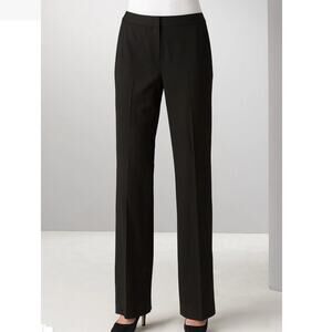 Lafayette 148 NY Black Stretch Virgin Wool Pants Minimalist Chic Menswear Sz 2